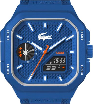 Годинник Lacoste LC33 Square силіконовий, блакитний - кварцовий, чоловічий/жіночий