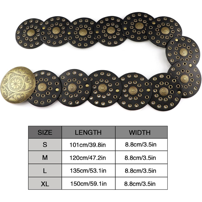 Жіночий шкіряний пояс LIMHOO з вирізами, бохо стиль, чорний, 135 см