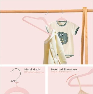 Дитячі вельветові вішалки ManGotree, 14 шт. Рожеві. Вішалки для одягу, плащів, костюмів, сорочок, штанів. 35 см, преміум-якість