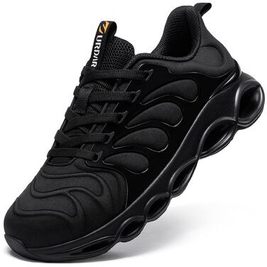 Черевики безпеки LARNMERN для чоловіків: зручні робочі черевики з металевим носком, дихаючі, легкі, антипрокольні, модні. Розміри 36-50 EU (44.5 EU, чорний)