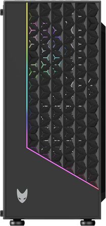 Oversteel Iridium: Ігровий корпус ПК з Mesh-панеллю, A-RGB вентилятором, USB 3.0, підтримка ATX/Micro ATX/ITX, чорний