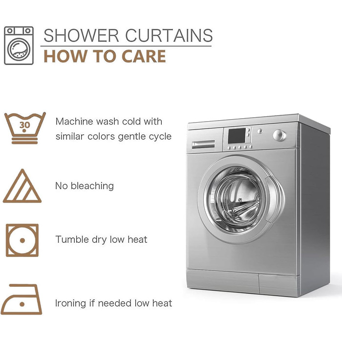 Штора для ванної кімнати біла 180x200 см, текстильна, водовідштовхувальна, антигрибкова, з кільцями - якісна штора для душу