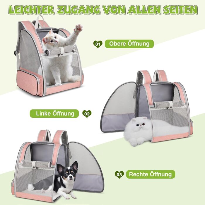 Рюкзак для тварин Allsopets - дихаючий, для котів та собак, маленьких порід, для подорожей та активного відпочинку (Нєборожевий)