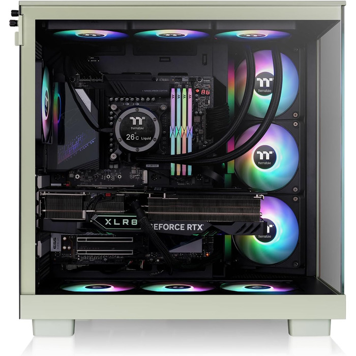 Корпус Thermaltake TG ARGB ATX Mid-Tower View 380 XL Wood (Matcha Green) з 4 вентиляторами ARGB, USB-C, підтримка радіатора 360mm