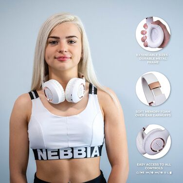 Навушники PowerLocus Bluetooth Over-Ear з мікрофоном, бездротові, складні, Hi-Fi стерео, глибокий бас, для телефону, планшета, ПК (Золотий Рожевий/Білий)