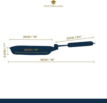 MasterClass Induction-Safe Non-Stick Grill Pan with Folding Handle, (8') (24 cm)