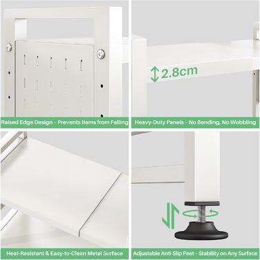 Поличка для мікрохвильової печі SAYZH, 2-рівнева розширювана, з 10 гачками, для кухні, чорна (біла)