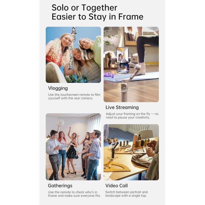 Стабілізатор Hohem iSteady V3 Ultra для смартфона: AI-трекінг, керування жестами, від'ємна рукоятка, екран 2.2'' та штатив, чорний