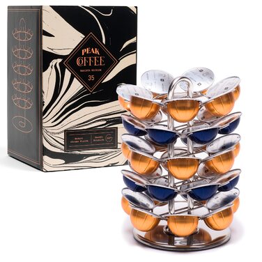 Органайзер для капсул Nespresso Vertuo: Підставка для кавомашини зі скляною кришкою на 45 капсул (35 Vertuo)
