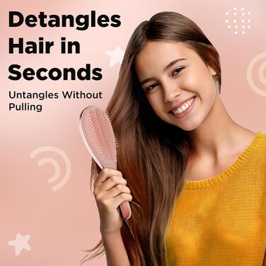 Набір для догляду за волоссям Lily England Luxus для підлітків - 6 предметів (щітка для розчісування, аксесуари для волосся преміум-якість, наклейки) - подарунок для дівчаток у трендовому рожевому дизайні