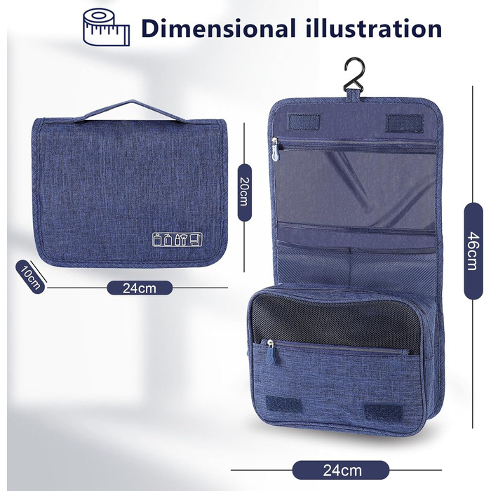 AiQInu Сумка для туалетних речей з гачком, унісекс, складана, для подорожей, турквезева