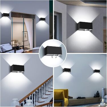 LED-водостійка настінна лампа Kingwen 20W (4 шт.) - тепле світло 3000K, IP65, регульований кут світла, чорний колір