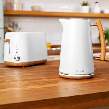 Електричний чайник Cecotec Thermosense 400 (білий з дерев'яними елементами), 3000 Вт, 1.7 л
