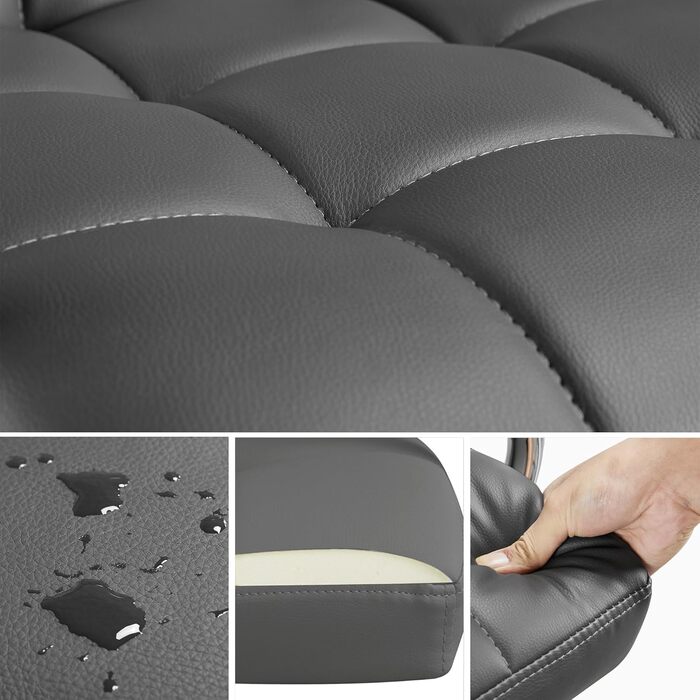 Офісне крісло Yaheetech з підлокітниками, регульоване по висоті, штучна шкіра, сірий