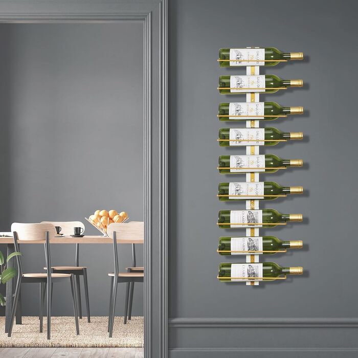 B4Life Wine Rack Bottle Rack, Wine Rack Wall for 9 Wine Bottles - Wine Rack Wall Wood, Metal Black Hanging Wine Rack Wall Mount Wine Bottle Racks for Kitchen, Dining Room, Bar