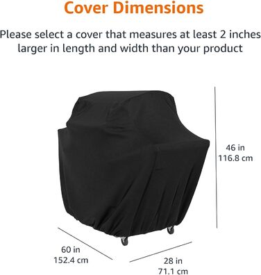 Водонепроникний чохол для газового гриля Amazon Basics, 152x71x117 см, чорний, для вулиці