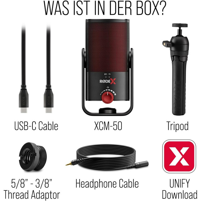 RØDE X XCM-50: Професійний USB-мікрофон з конденсатором для стрімінгу та ігор, чорний