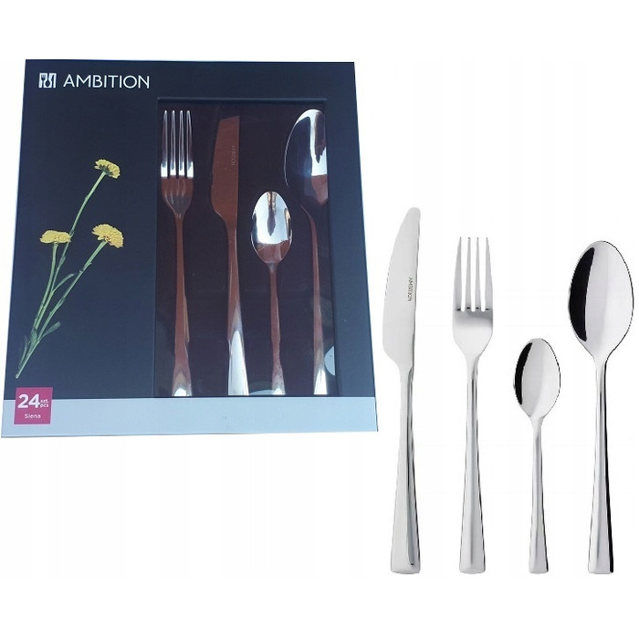 Набір столових приборів Ambition Siena, 48 предметів, на 12 осіб, полірована сталь