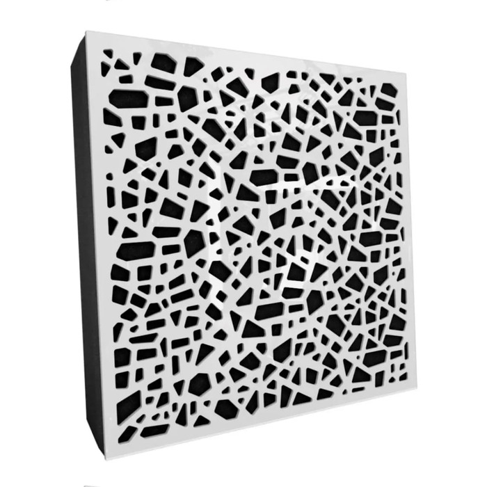 Набір акустичних панелей для звукопоглинання та дифузії 50x50x5 см, білий глянцевий пластик, 4 шт. — декоративні панелі для шумоізоляції