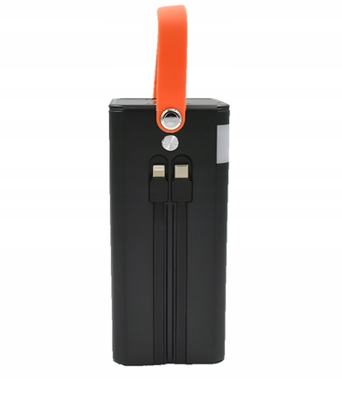 Потужний павербанк FUMO 50000mAh з вбудованими кабелями, швидка зарядка 4xUSB, USB-C, LCD-дисплей, PD, QC