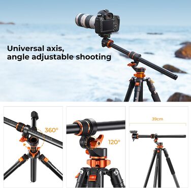 Штатив K&F Concept T254A7+BH-28L для камери, 230 см, з кульковою головкою, 10 кг, для зовнішньої та внутрішньої зйомки