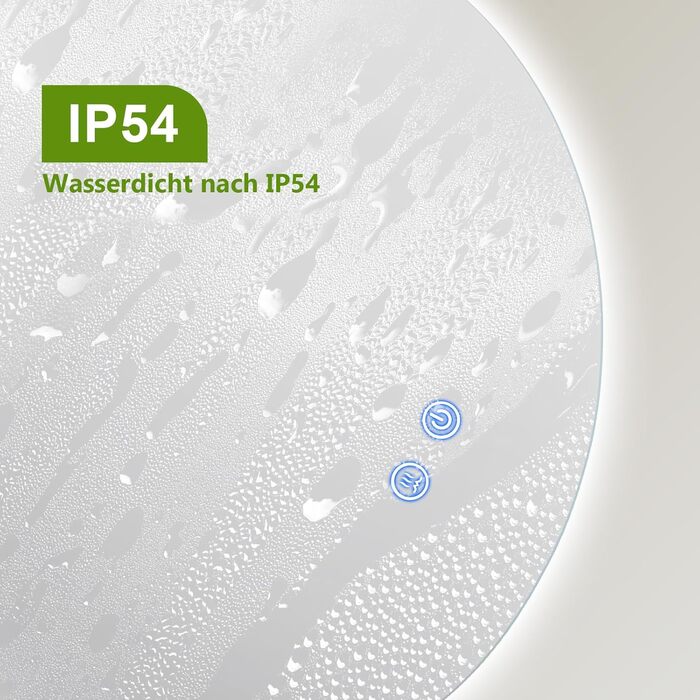 LED дзеркало для ванної кімнати 70x50 см з підсвічуванням, холодне біле світло 6000K, енергозберігаюче, диммування, проти запотівання