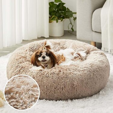 Western Home Dog Bed Run, Fluffy Cat Bed, Dog Cushion for Small Dogs, Washable Dog Bed, Dog Basket, Cat Basket for Sleeping 60 cm, Brown