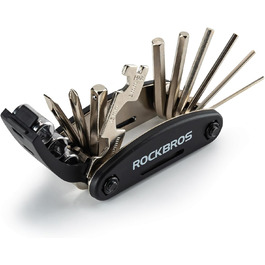 Набір інструментів ROCKBROS для ремонту велосипеда 16 в 1, складаний, чорний