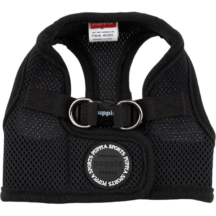 Нагрудник для собак Puppia, чорний, L - м'яка жилетка, підходить для цуценят та собак середніх розмірів