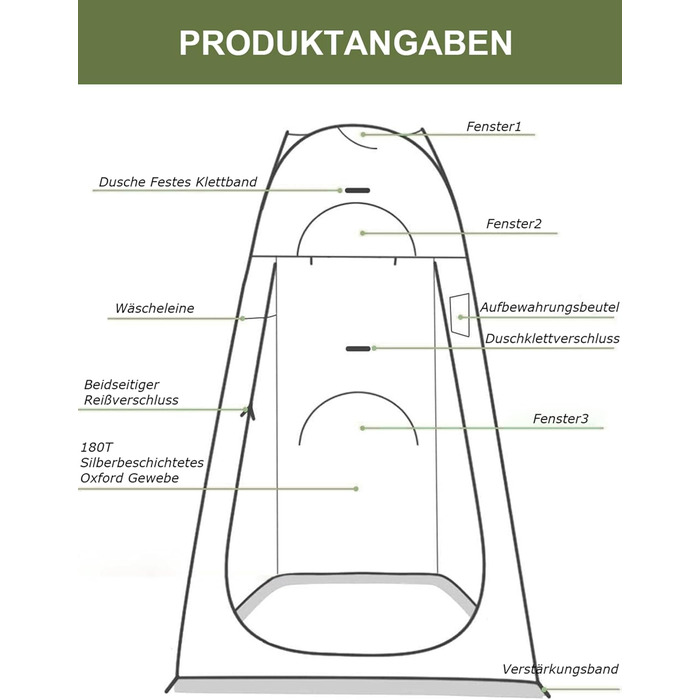 Намет для душу та туалету намет-розкладачка 2-4 особи, армійний колір, для кемпінгу, відпочинку на природі, пляжу, з сумкою та аксесуарами