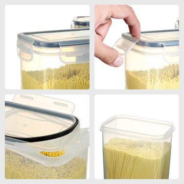 Набір контейнерів для зберігання продуктів 36 шт. з універсальною кришкою – 1 кришка для всіх 5 розмірів, герметичні та BPA-free, прозорі контейнери для їжі, з мірною ложкою та етикетками (2,4/2/1,4/0,8/0,5 л)