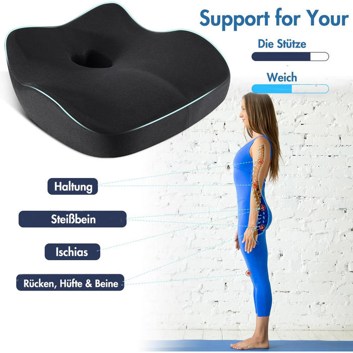 Подушка для сидіння з піни Memory Foam SKYNY: ергономічна, для офісного та геймерського крісла