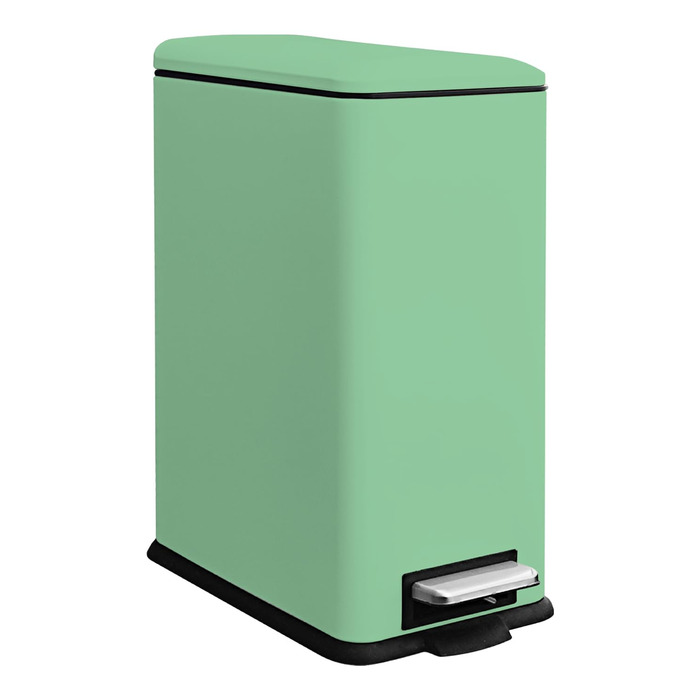 Відро для сміття кухонне 30л, нержавіюча сталь, з кришкою, внутрішній відерцем, прямокутне, зелене
