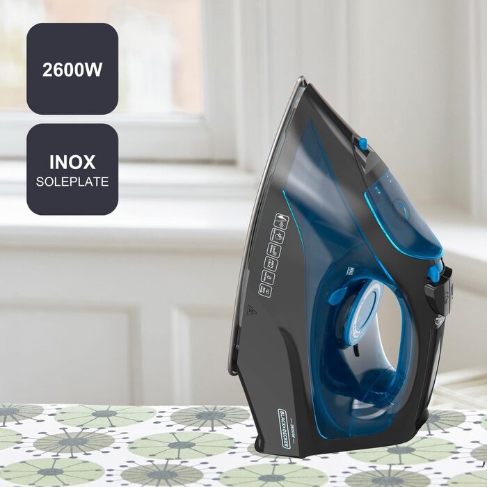 Відпарювач Black+Decker BXIR3000E | 3000 Вт | Керамічна підошва | 200 г/хв | Система захисту від накипу | Вертикальне відпарювання | Спрей