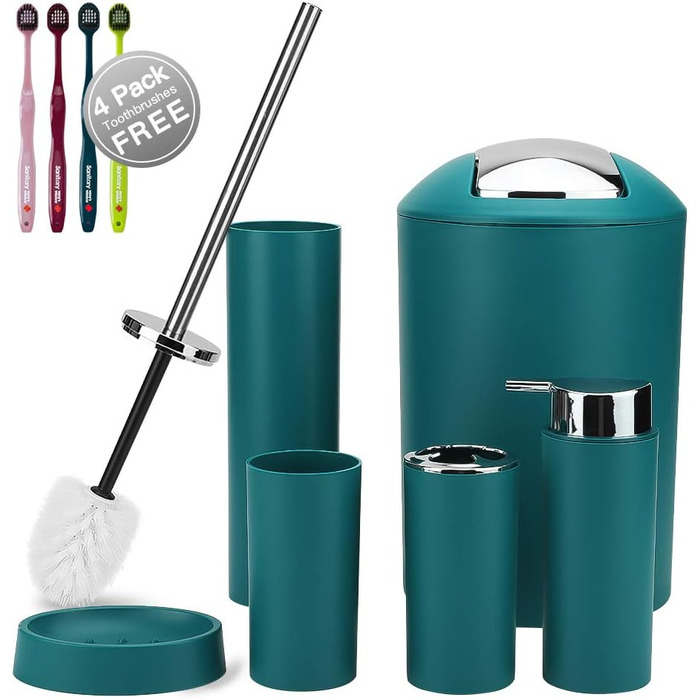 Набір аксесуарів для ванної кімнати Otostar 6 шт. з пластику (темно-зелений)