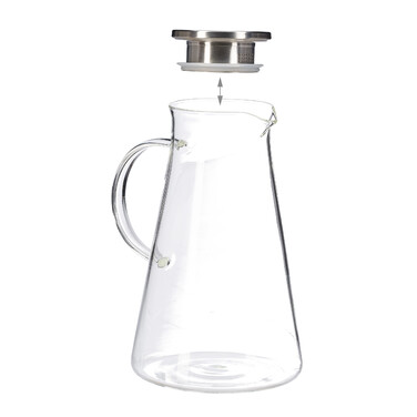 Relaxdays Glass Carafe with Lid, 1.8 Liter