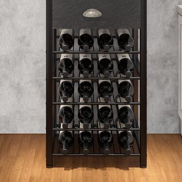 Homeiju Wine Rack, Freestanding Floor, Bar Cabinets for Liqueurs and Glasses, 4-Tier Bar Cabinet with Table Top, Glass Holder, Storage Drawer and Wine Storage for Living Room, Kitchen