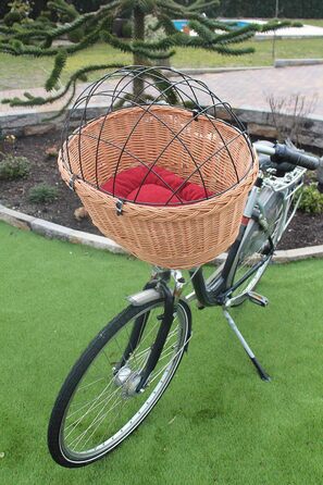 Кошик для собаки на кермо велосипеда з ротангу з металевою сіткою та подушкою XL або XXL. Кошик для собак, велосипедний кошик, кошик для покупок (XL з подушкою) (XXL з подушкою)