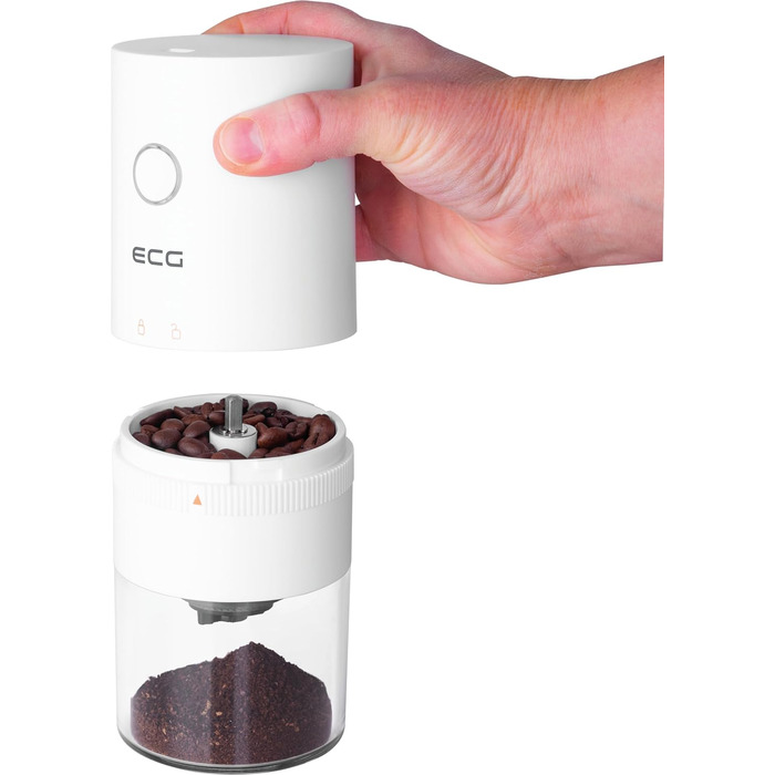 Електрична кавомолка ECG KM 150 Minimo White, USB-C, біла