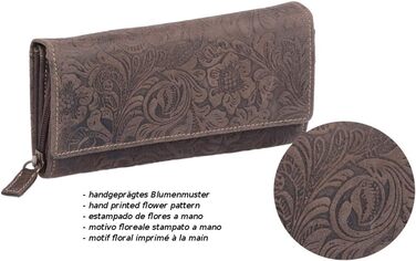 LEAS Women's Long Wallet Natural RFID Protection Genuine Leather, Dark Brown Vintage Collection