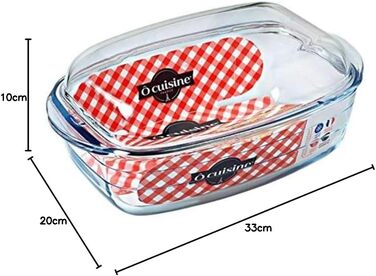 Ôcuisine прямокутна каструля 3,0 л, скляна, прозора, 6,48 см
