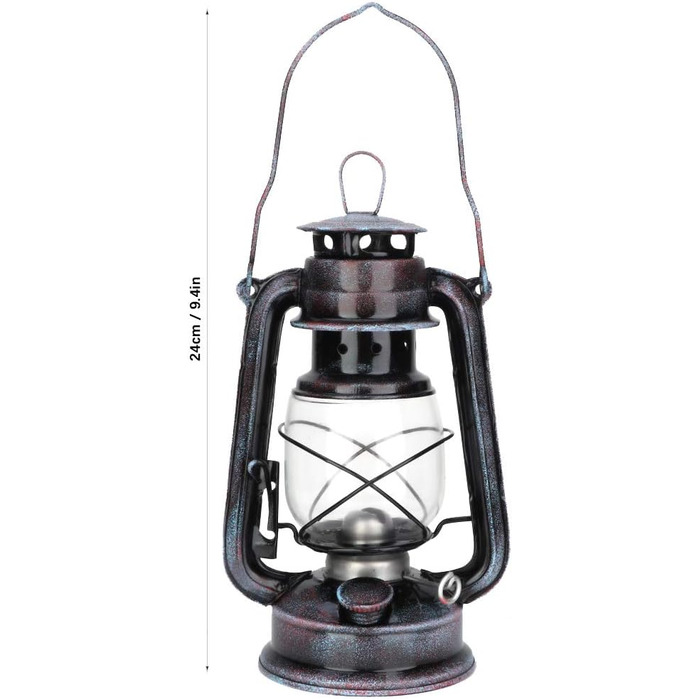 Vintage Petroleum Lamp, Classic Petroleum Lamp Nostalgic Petroleum Storm Lantern with Glass Bulb, Portable Camping Outdoor Lights, 24cm (Kerosene Lamp)