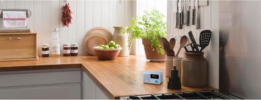 MEDION S66822 Портативне міні-радіо DAB+ з Bluetooth, акумулятор до 6,5 годин, кольоровий дисплей, телескопічна антена, таймер сну, будильник, AUX, USB-C, зелений (блакитний)