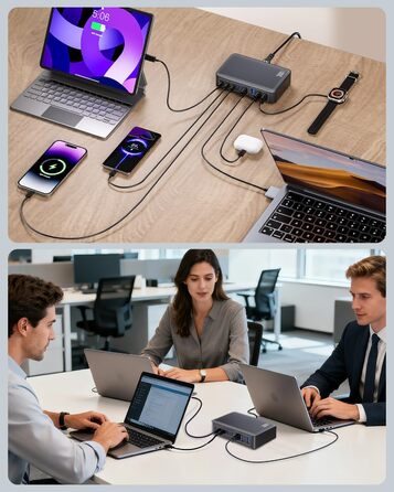 Зарядний пристрій USB-C 8-в-1, 300W, GaN адаптер для MacBook, iPhone, iPad, Samsung, ноутбуків – швидка зарядка PD