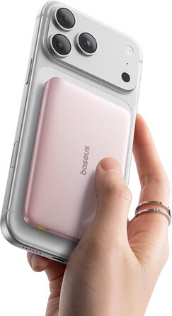 Power Bank Baseus Picogo AM41: 10000mAh, Qi2 Magsafe, 27W PD, бездротова зарядка, рожевий