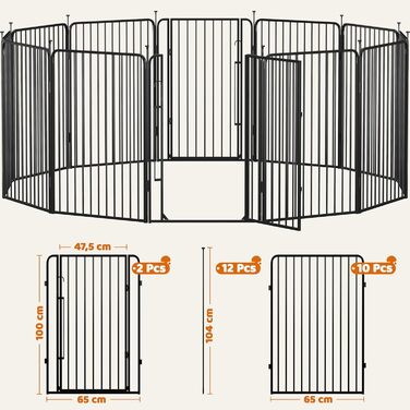 Вольєр для цуценят Yaheetech 12-секційний, 100 см, з замком, тихі труби, захист для підлоги, 8 мм металевий дріт, для квартири та саду