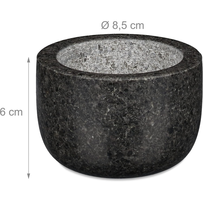 Гранітний ступка з пестиком Relaxdays, сірий, Ø 8,5 см, об'єм 100 мл