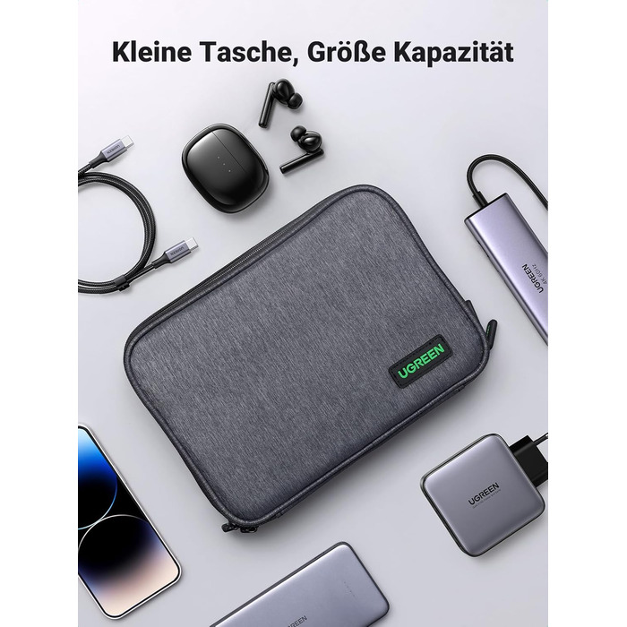 UGREEN Electronic Travel Cable Bag Universal Travel Cable Organizer Electronics Accessories Case 2-Layer Large Electronic Accessories Bag for Cables, Chargers, Power Bank, Tablet (M)