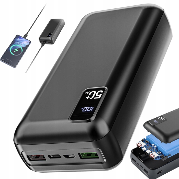 Потужний павербанк Baseus 50000mAh 22.5W: 2x USB, USB-C, QC 3.0, з LED-дисплеєм та системою безпеки