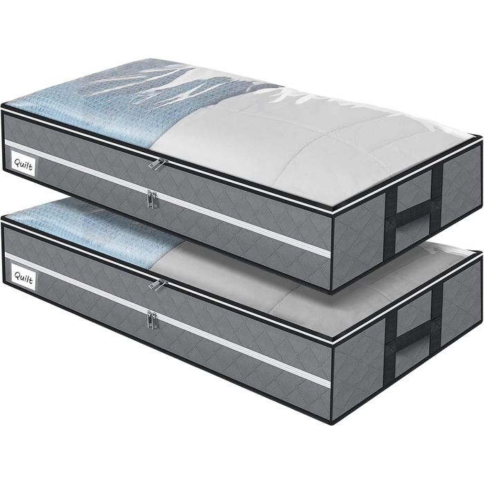 Органайзер для зберігання під ліжком GARPROVM 96L (2 шт.) 104x50x18 см, з фетру, для постільної білизни, ковдр, одягу